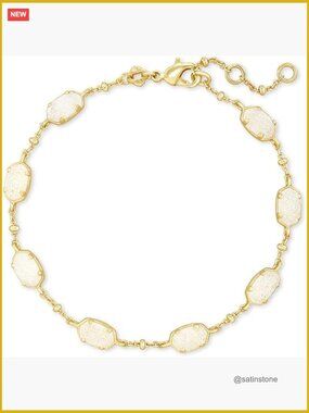 Gold Plated Link Bracelet with Quartz Gemstone, Lobster Claw Clasp
